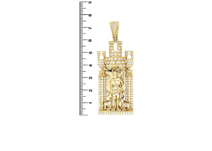 CZ Studded St Lazaro Pendant with Gold Plated